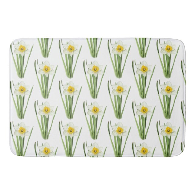 Daffodil Flowers Customizable Pattern Bath Mat (Front)