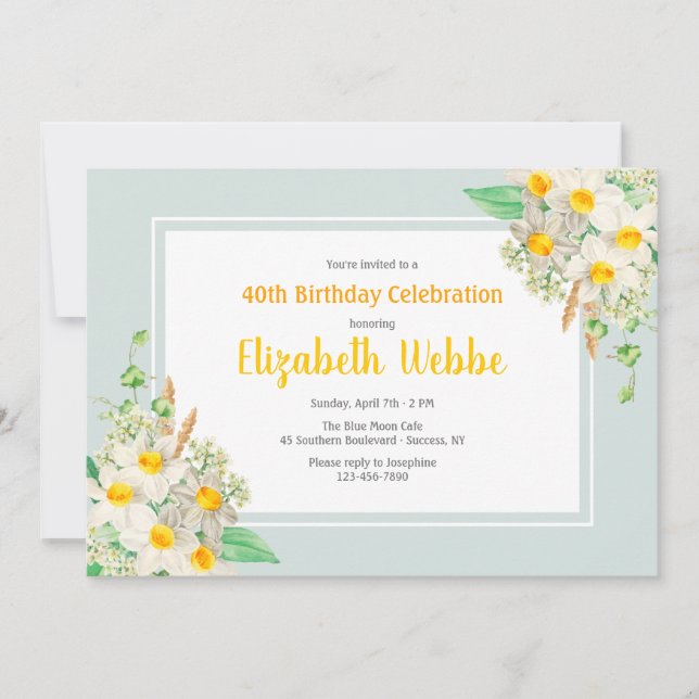 Daffodil Frame Birthday Invitation (Front)