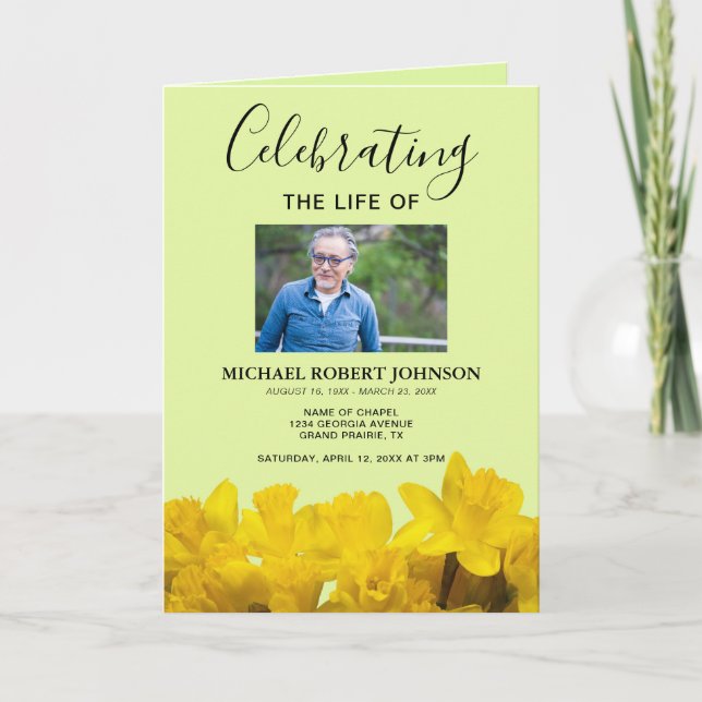 Daffodil Funeral Program | Modern Order of Service (Front)