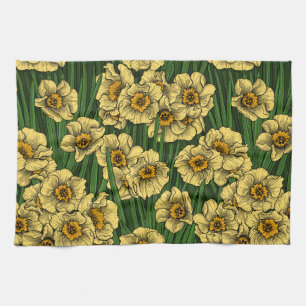 Daffodil garden kitchen towel