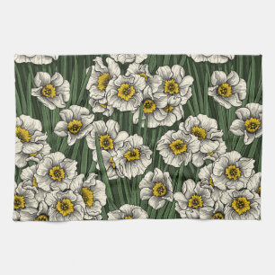 Daffodil garden kitchen towel