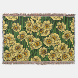 Daffodil garden throw blanket