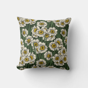 Daffodil garden throw pillow