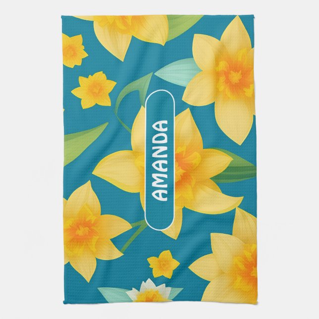 Daffodil Geometric Colourful Personalized Pattern Kitchen Towel (Vertical)