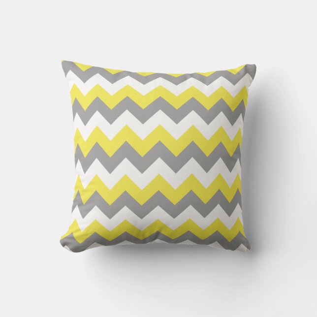 Daffodil Grey and White Zigzag 2 Throw Pillow (Front)