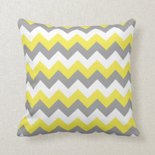 Daffodil Grey and White Zigzag 2 Throw Pillow