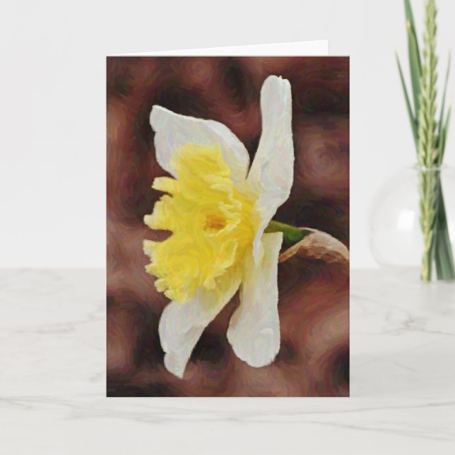 Daffodil Impressionistic Gouache Artsy Note Card (Front)