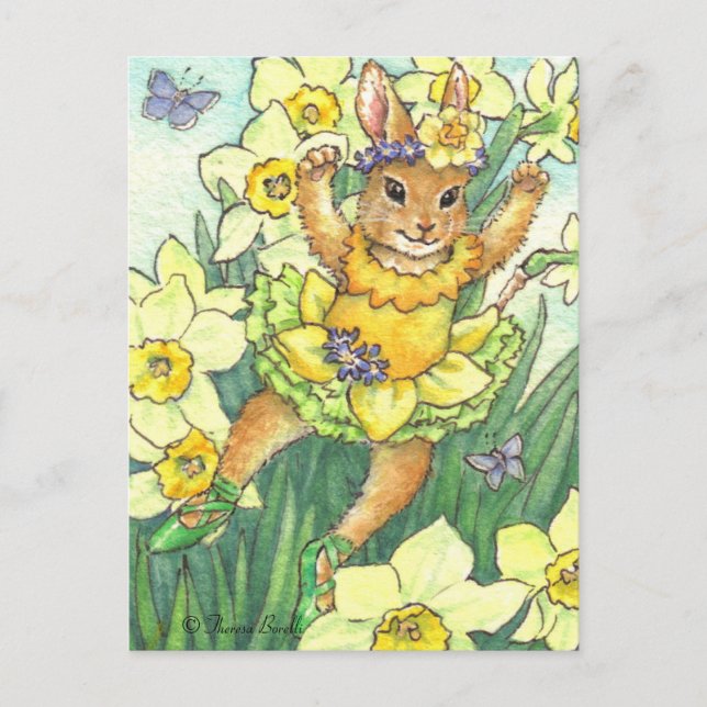 Daffodil Jonquil Ballerina Bunny Postcard (Front)