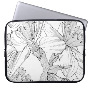 Daffodil line spring flowers. laptop sleeve