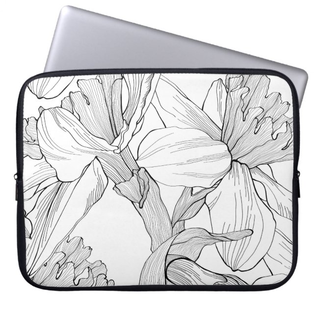 Daffodil line spring flowers. laptop sleeve (Front)