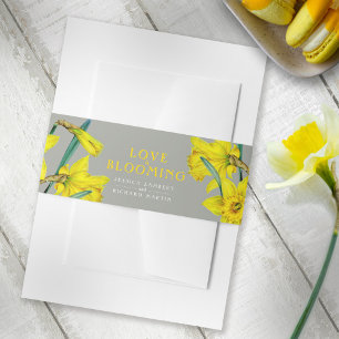 Daffodil love is blooming yellow spring wedding invitation belly band