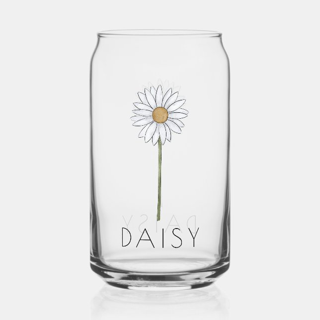 DAFFODIL March Birth Flower Custom Name Can Glass (Front)