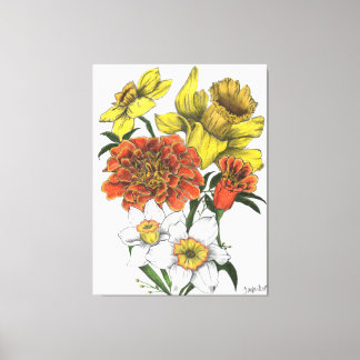 Daffodil, Marigold and Narcissus colour canvas