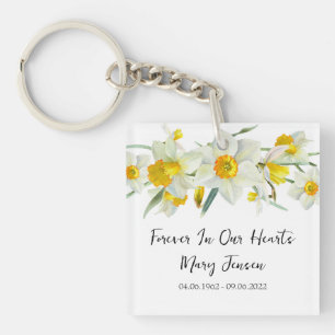 Daffodil Memorial Funeral Photo Keychain