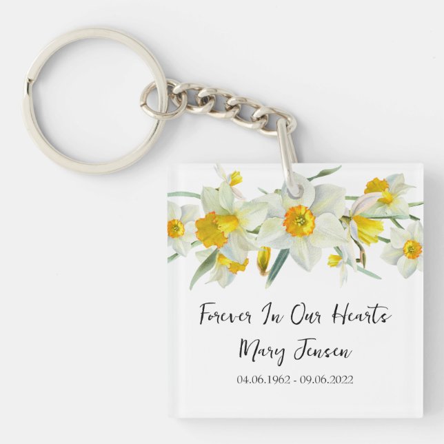 Daffodil Memorial Funeral Photo Keychain (Devant)
