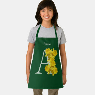 Daffodil Monogram Initial A Personalized Apron