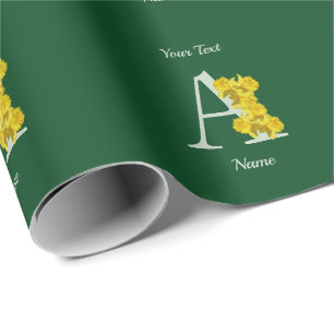 Daffodil Monogram Initial A Personalized Wrapping Paper