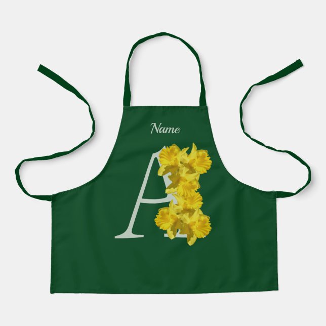 Daffodil Monogram Initial A Your Name  Apron (Front)