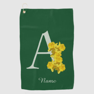 Daffodil Monogram Initial A Your Name Golf Towel