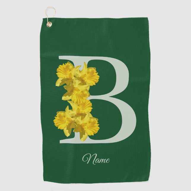 Daffodil Monogram Initial B Personalized Golf Towel (Front)