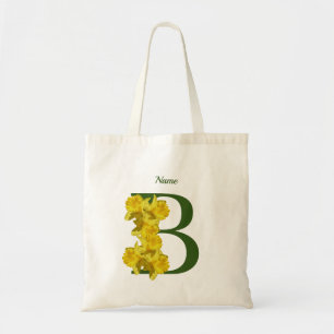 Daffodil Monogram Initial B Your Name Tote Bag