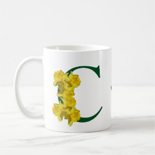 Daffodil Monogram Initial C Personalized Coffee Mug