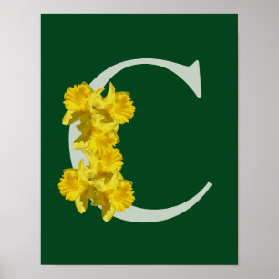 Daffodil Monogram Initial C Poster
