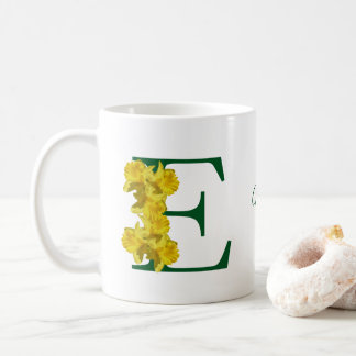 Daffodil Monogram Initial E Personalized Coffee Mug