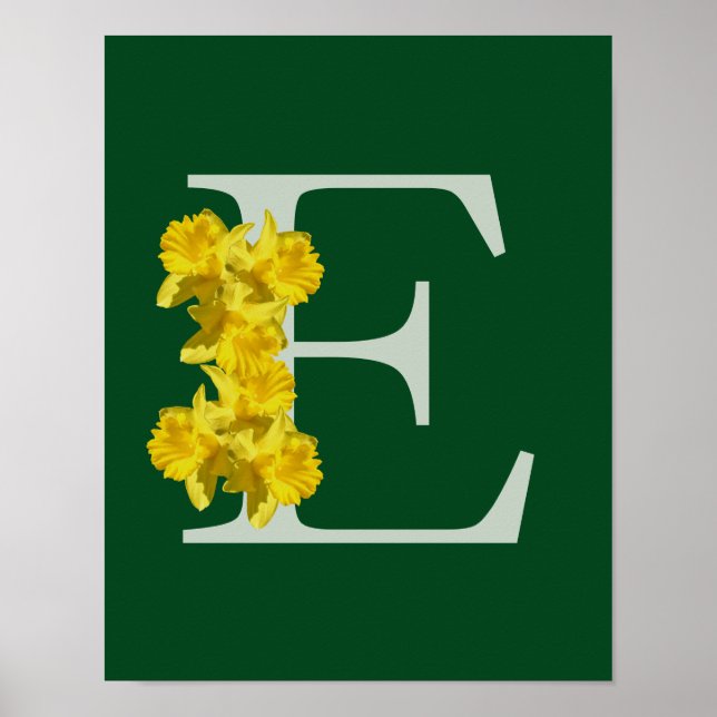 Daffodil Monogram Initial E Poster (Front)