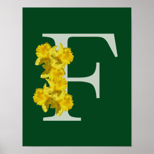 Daffodil Monogram Initial F Personalized Poster
