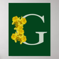Daffodil Monogram Initial G Personalized