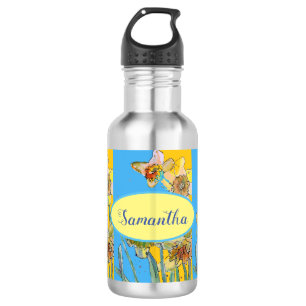 Daffodil Painting Watercolor Yellow Blue floral 532 Ml Water Bottle