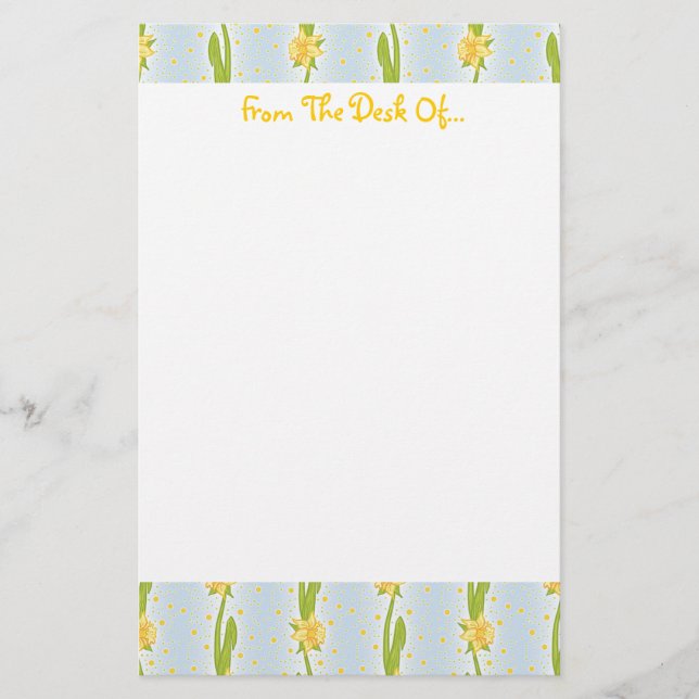 Daffodil Pattern Stationery (Front)
