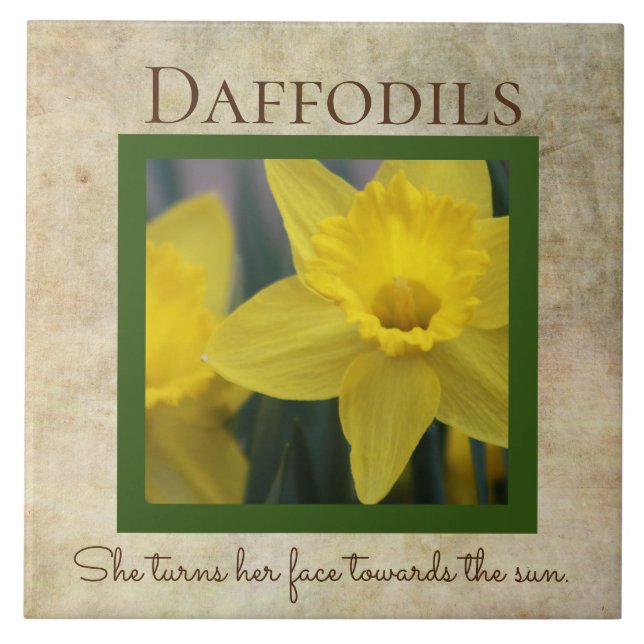 Daffodil Quote Spring Flower Tile (Front)