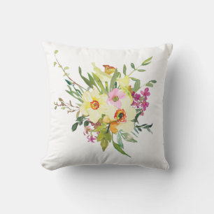 Daffodil spray throw pillow