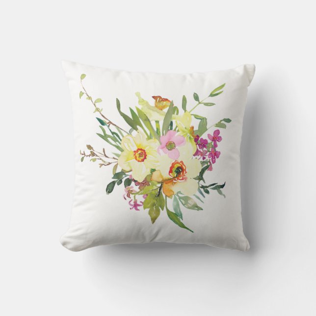 Daffodil spray  throw pillow (Front)
