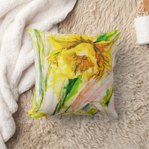 Daffodil Spring Art Throw Pillow