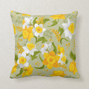 Daffodil Spring Chic Modern Floral Throw Pillow