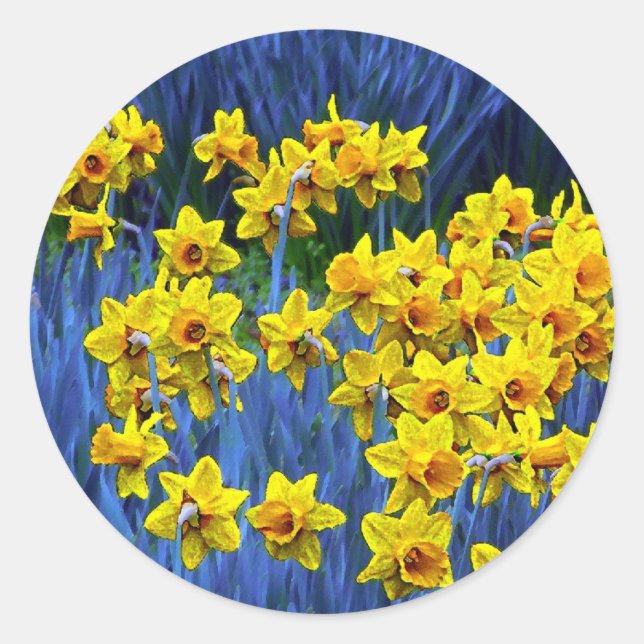 Daffodil Spring Fantasy Classic Round Sticker (Front)