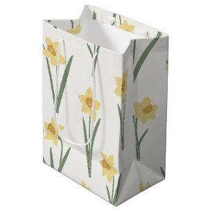Daffodil Spring Floral in Soft Yellow and Green 1 Medium Gift Bag