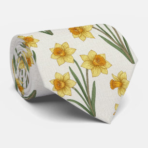 Daffodil Spring Floral in Soft Yellow and Green 6 Tie