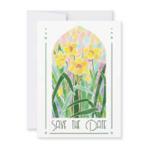 Daffodil Stained Glass Save The Date Card