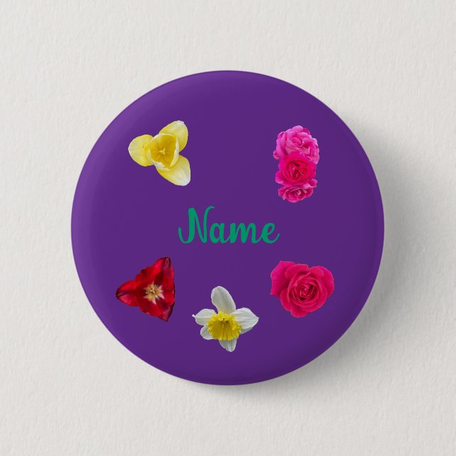 Daffodil,Tulips, and Roses 2 Inch Round Button (Front)