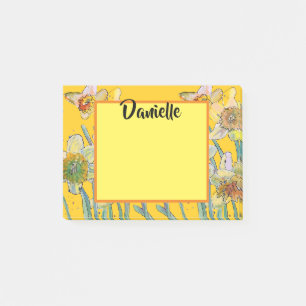 Daffodil Watercolor Art Womans Name Post It Notes