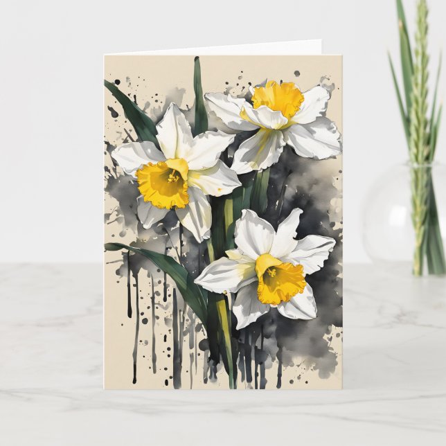 Daffodil - Watercolor flowers Card (Front)