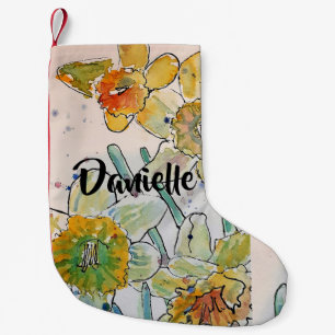 Daffodil Watercolor Flowers Floral Name Stocking