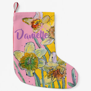 Daffodil Watercolor Flowers Floral Name Stocking