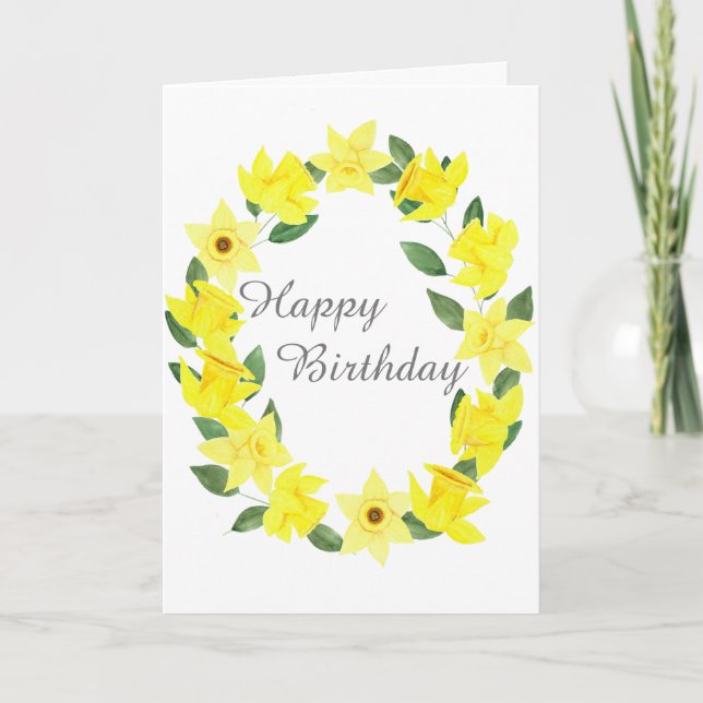 Daffodil Watercolor Greeting Card (Front)