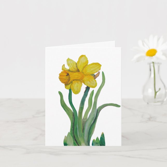 Daffodil watercolor greeting card blank (Small Plant)