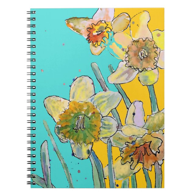 Daffodil Watercolor Journal Floral Notebook (Front)